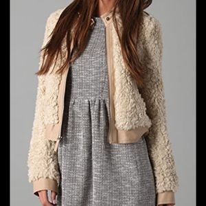 NWT Rebecca Taylor faux fur bomber jacket